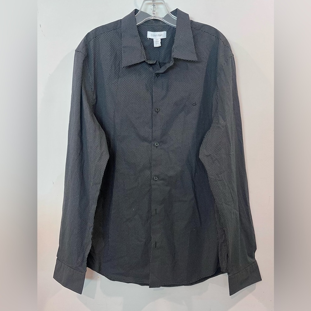 Calvin Klein Men's Black Microdot Button-Down Shirt